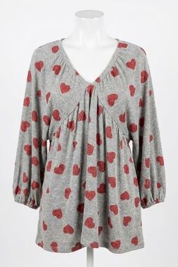NEW ODDI hearts full of love blouse in grey/red